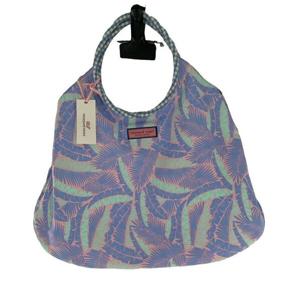 Vineyard Vines Martha's Vineyard Island Palm Tree Print Hibiscus Tote Bag NEW - Picture 3 of 10